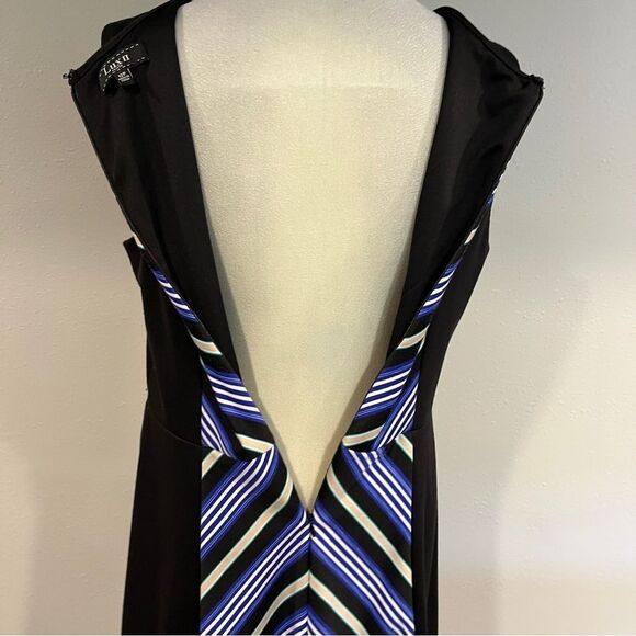Striped Black and Blue‎ scoop neck sleeveless Dress - Picture 6 of 12